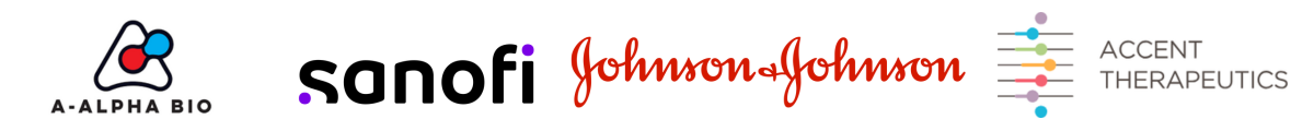 A-Alpha Bio, Sanofi, Johnson & Johnson, Accent Therapeutics Logo